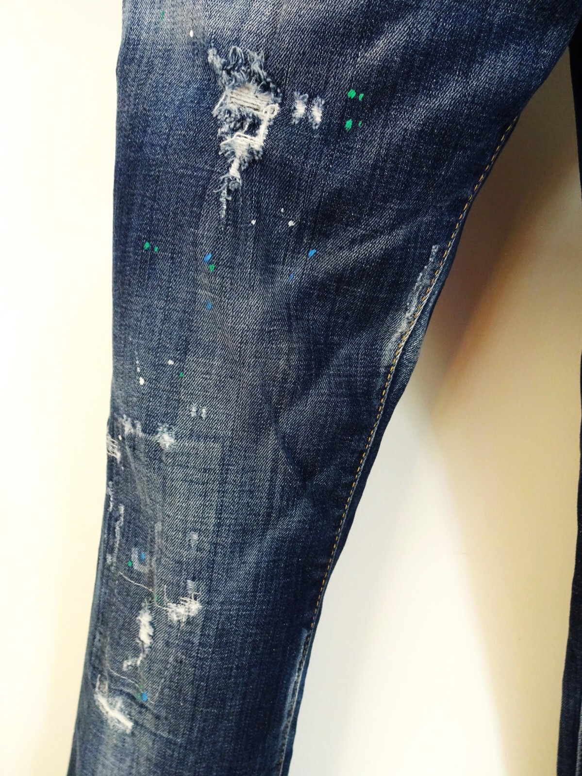 DSQUARED2 DISTRESSED LOW RISE JEANS WITH WHITE BLUE GREEN PAINT SPOTS 44 = 29 image 7
