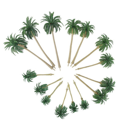 15pcs Artificial Green Tree Model Landscape Scenery Faux Palm Trees Faux Scenery