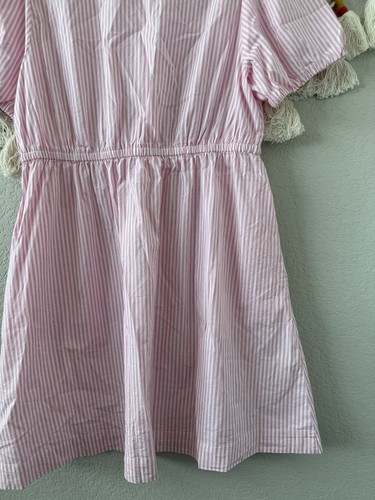 J. Crew Collared Pink Striped Tie Mini Dress Poplin Preppy Beachy Nautical M - Picture 8 of 9