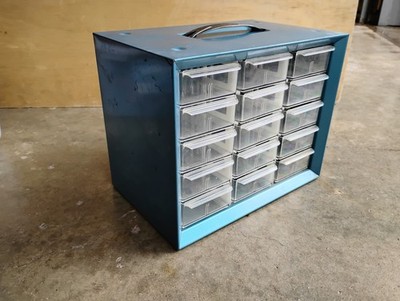 Vintage 15 Drawer AKRO-MILS * Metal Hardware Cabinet Organizer Storage USA