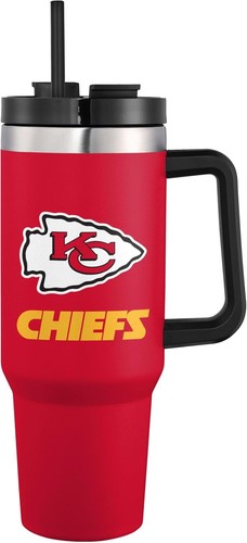 Kansas City Chiefs Travel Tumbler - 40oz Insulated with Straw and Handle - Picture 3 of 9