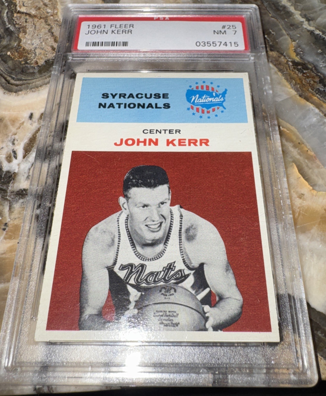 1961 Fleer Basketball #25 John Kerr PSA 7 NM Near Mint Syracuse Nationals Center