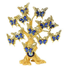 Blauer Evil Eye Gold Baumschmuck 20 cm Schmetterling Design Wächter Wohndeko