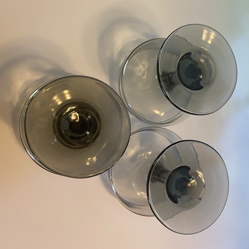 Vintage Libbey Smoky Gray Glasses Champagne Cocktail Coupe Sherbet MCM Set Of 3 - Picture 4 of 4
