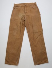 Vtg Y2K Dickies Mens 34x34 Distressed Canvas Wide Leg Dungaree Pants Duck Brown