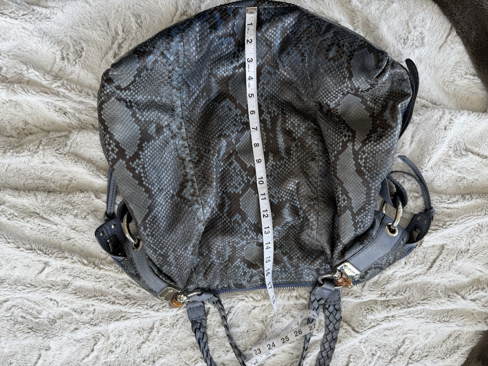 AUTHENTIC large GUCCI Blue Python shoulder bag wi… - image 10