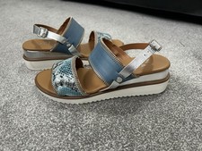 Image of Moda in Pelle Wedge Sandals Size 4 Brand New