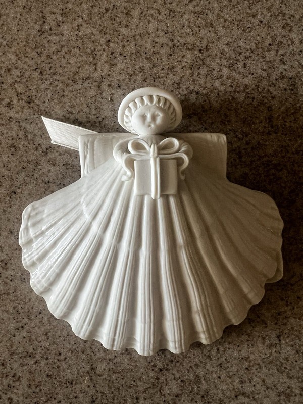 Margaret Furlong Handmade 1991 Gift Angel Bisque Porcelain Shell Ornament Holida
