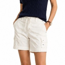 Lauren Ralph Lauren Womens Cargo Shorts White Cotton Utility Casual Size 16