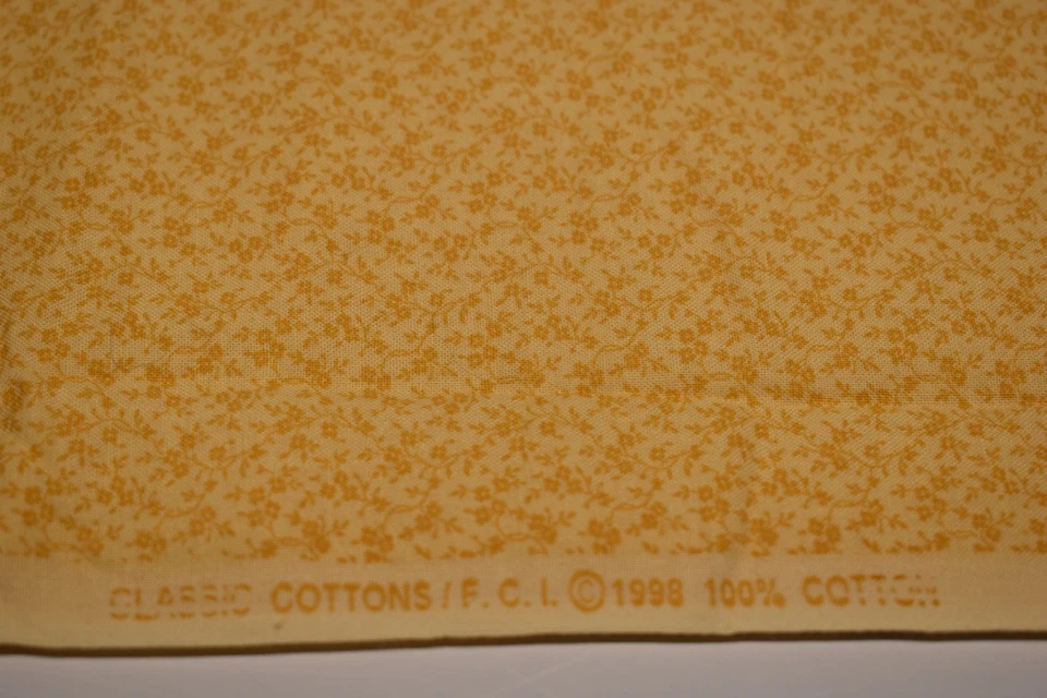 1-1/2 YARDS 100% cotton fabric yellow floral TONAL blender background calico - Image 3 of 3