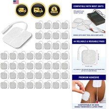TENS Unit Pads 2x2 44 pcs Reusable Replacement Electrode Patches for Electrot...