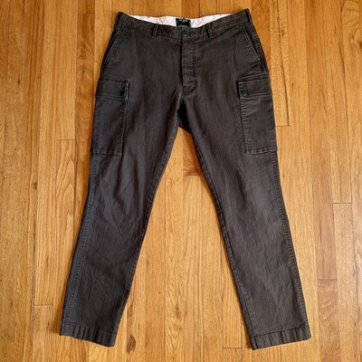 Todd Snyder Men's 34x32 Olive Green Herringbone Slim Fit Utility Cargo Pants