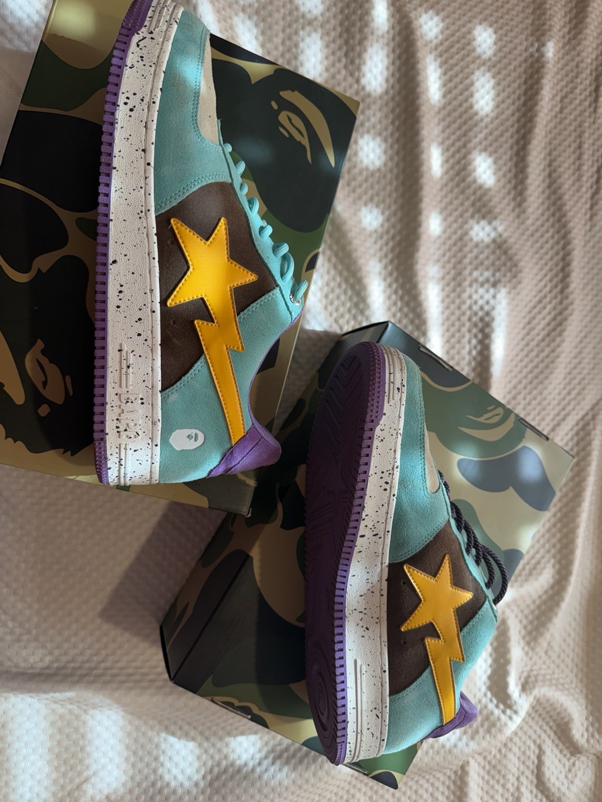 A Bathing Ape Bapesta Men's Sneakers Size 12  Brown Yellow