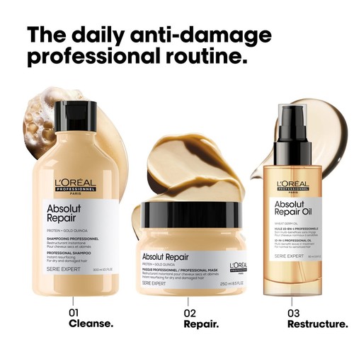 L'Oreal Professionnel Serie Expert Gold Absolut Repair Shampoo - 300ml - Picture 4 of 5