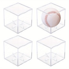 4pcs Square Actylic Baseball Display box Baseball Storage Case 8.1x8.1x8.1cm