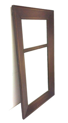 Antique Old Rectangular Two Mirror Hallway Veneer Brown Frame Wall Hanging
