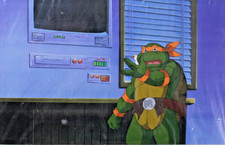 Murakami Lupo Tartarughe Ninja Inginocchiati Immagine su Stampa BG in perfette condizioni Opaco