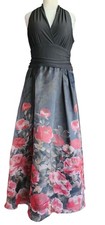 Ignite Evenings NY Black Red Evening Floral Formal Party Ball Gown Women's 12