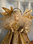 Felicitas Kreutzer Engel 60cm Wachskopf und Hände Handarbeit Brokat mit Perlen
