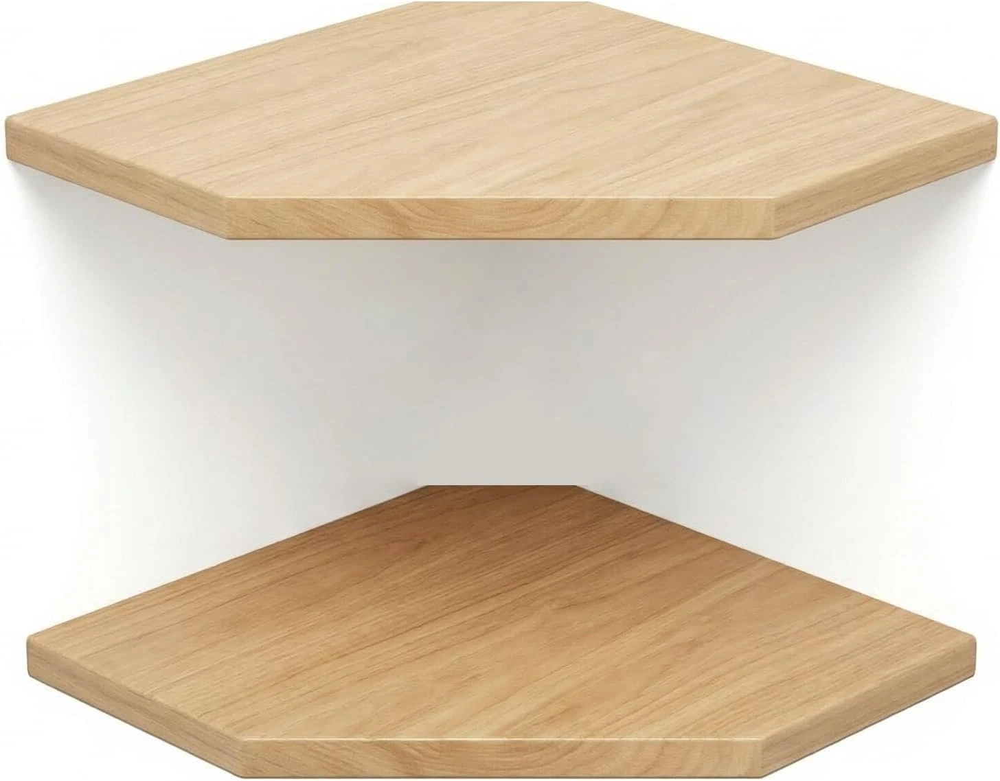Corner Floating Shelves for Wall with Wire Hole, 8.5 Inch Small Oak Shelf Set of