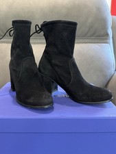 Stuart Weitzman Black Suede Block Heel Ankle ...