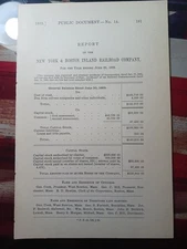 1892 Massachusetts Train Report NEW YORK & BOSTON INLAND RAILROAD CO. Document