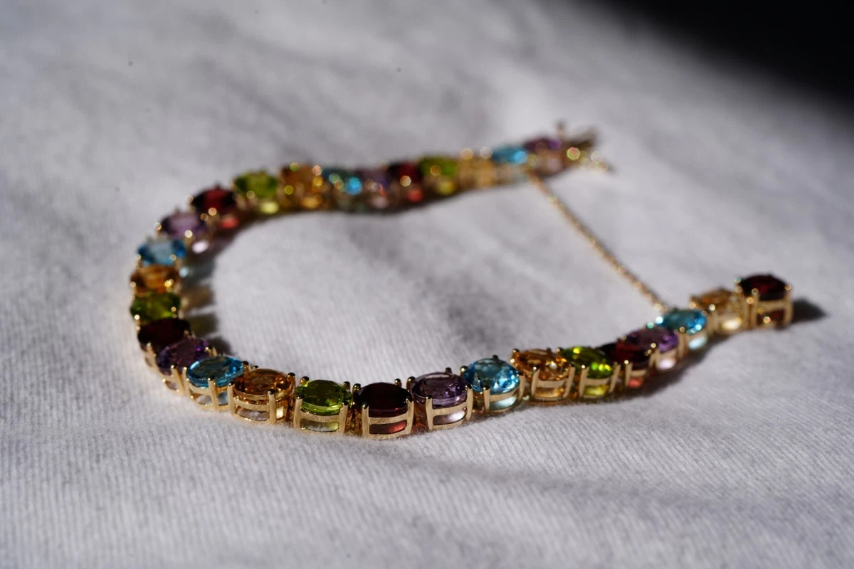 Pulsera De ópalo Etíope Natural De 12 Quilates, Multicolor, Estilo De Cuentas, Longitud 6 Pulgadas, Para Mujer