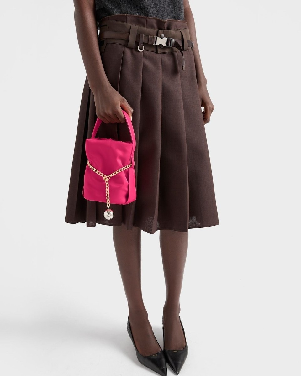 Prada Petit Sac Noir Mini Re-Nylon & Nappa Leather Bucket Bag in