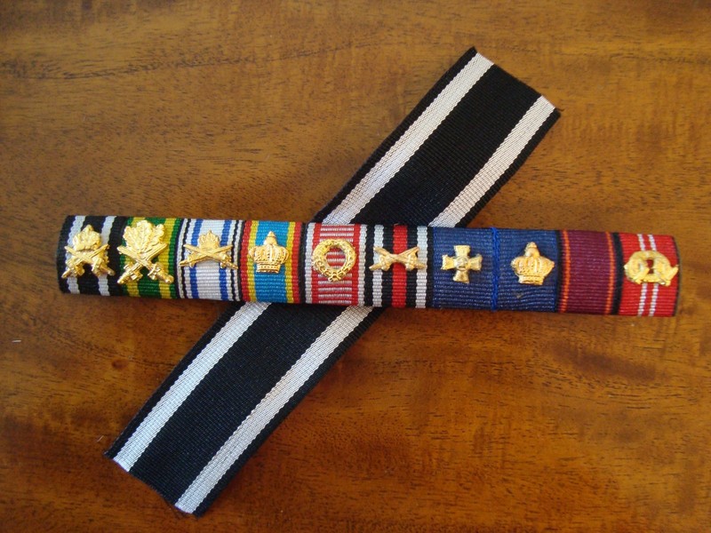 GERMAN RIBBON BAR  FOR WW1 SR OFFICER WITH IRON CROSS BUTTONHOLE RIBBON