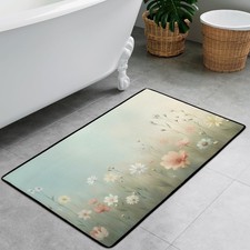 Bath Mat Area Rug 31x20 Green Pink Flowers 13