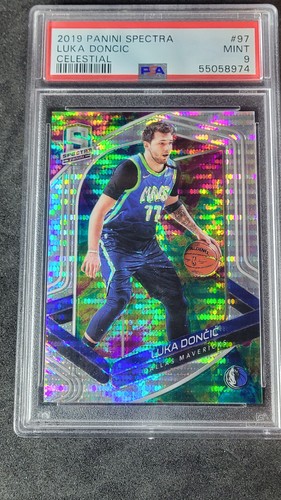 Panini 2019-20 Spectra Luka Doncic Celestial Prizm #97 Navy Leg Sleeve /99 PSA 9
