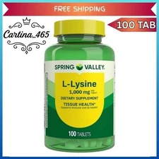 Spring Valley L-Lysine 1000mg 100 Ct | Immune Support & Tissue Health Supplement