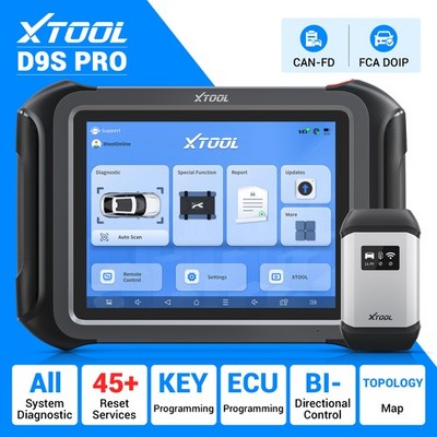 XTOOL D9S/D9SPRO Professional OBD2 Scanner Diagnostic Tool Programming Coding