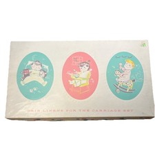 1950s Vntg NOS STAYON 2 Fitted Crib Sheet Pillow Case Rattle Cotton NRFP Vtg Car