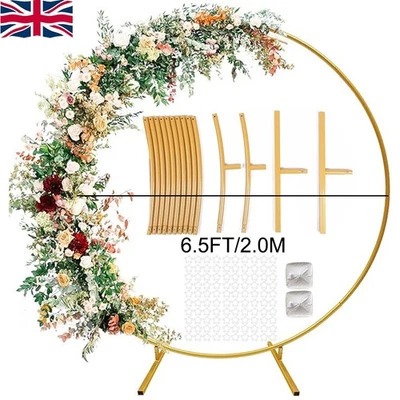 2M Round Hoop Balloon Arch Backdrop Flower Gold Display Stand Frame Wedding Hot