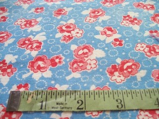 Vintage Feed Sack: Two Toned Red and Pink Flowers on Blue