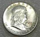 1948 Franklin Half Dollar AU/BU Frosty Bright Luster in saflip #B318