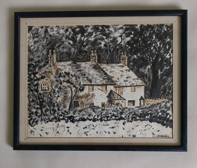 Original Pen & Wash Sketch  Of Ring O' Bells Disley Cheshire By R. Walton