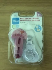 MAM Clip Pacifier Holder "I Love Daddy" BPA Free – New Open Package