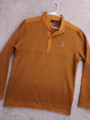 Under Armour Sweater Mens Medium ColdGear Fleece Snap Button Brown Golf Logo