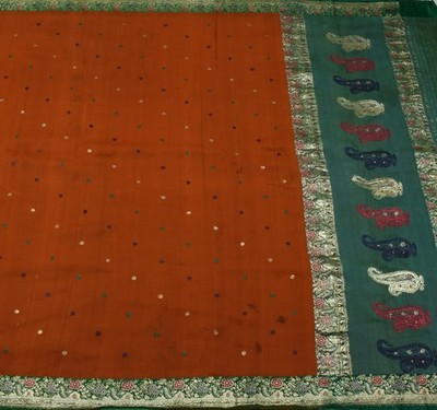 Sushila Vintage Rust Scrap Saree 100% Pure Silk Woven Floral Sari Craft Fabric