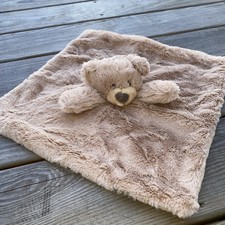 Brown Bear Security Blanket Plush Baby Lovey Rattle