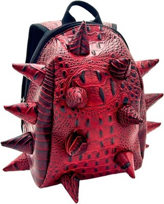 Madpax Redtilian Spike Mini Travel Backpack | Edgy Faux Leather Bag with Spikes