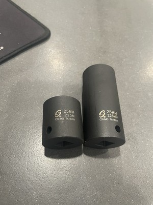 Sunex 225M Shallow & 225MD Deep 25MM Impact Socket Pair, 6-Point, 1/2'' Drive New