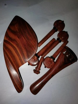 1 Set Rose Wood Violin Fitting With Ebony Collar 4/4 Size Violin Accessory - Image 1 of 4