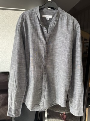 SMOG Herrenhemd, Stehkragen, grau, Größe M, Slim Fit
