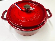 STAUB Cast Iron Dutch Oven 4-qt Round Cocotte, Made in France, Cherry