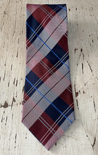 Tommy Hilfiger 100 Silk Classic Neck Tie Multicolor Plaid Blue Red Polka Dots