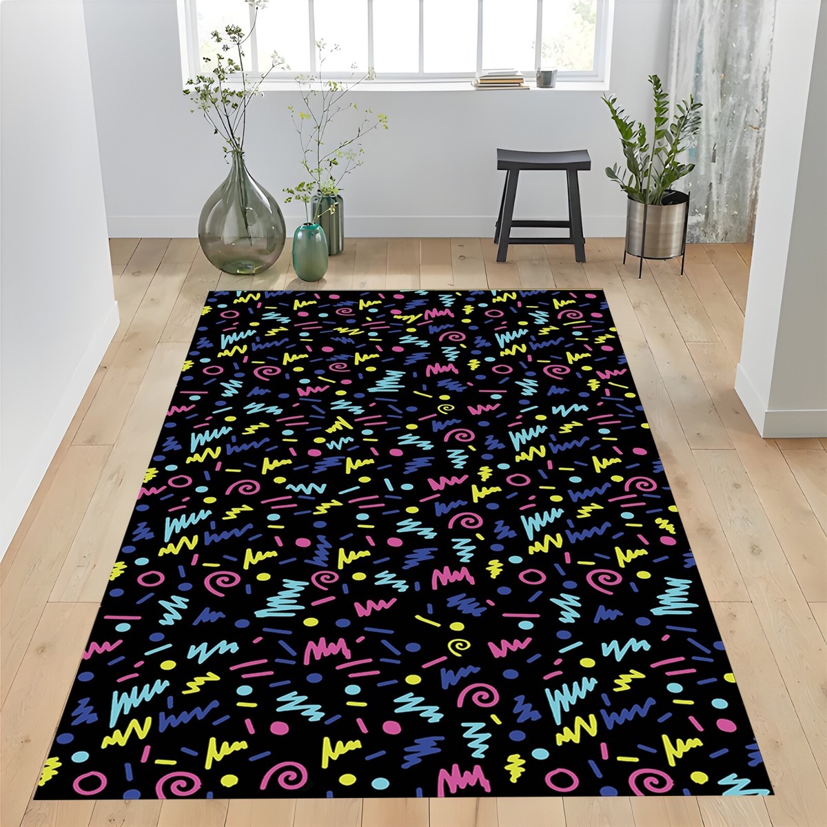 ラグ・カーペット ARCADE GAME RUG Colorful Arcade Game Rug, 90s Classic Arcade Carpet, Game Room Mat
