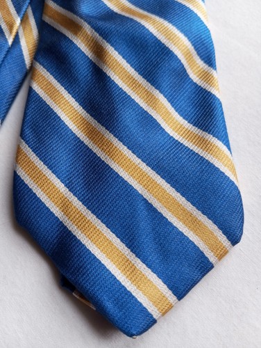 Cravate homme Daniel Hechter en soie rayée bleue , silk tie blue and yellow - Imagen 2 de 11